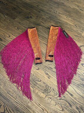 Club Exx Doll Kills Bronze Goddess Fringe Gloves One Size NWT